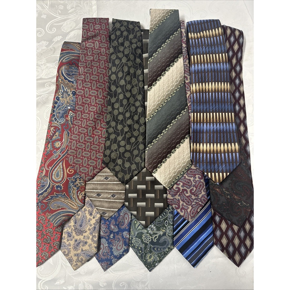 Lot Of 15 Various Designs, Brands And Sizes Men's Ties